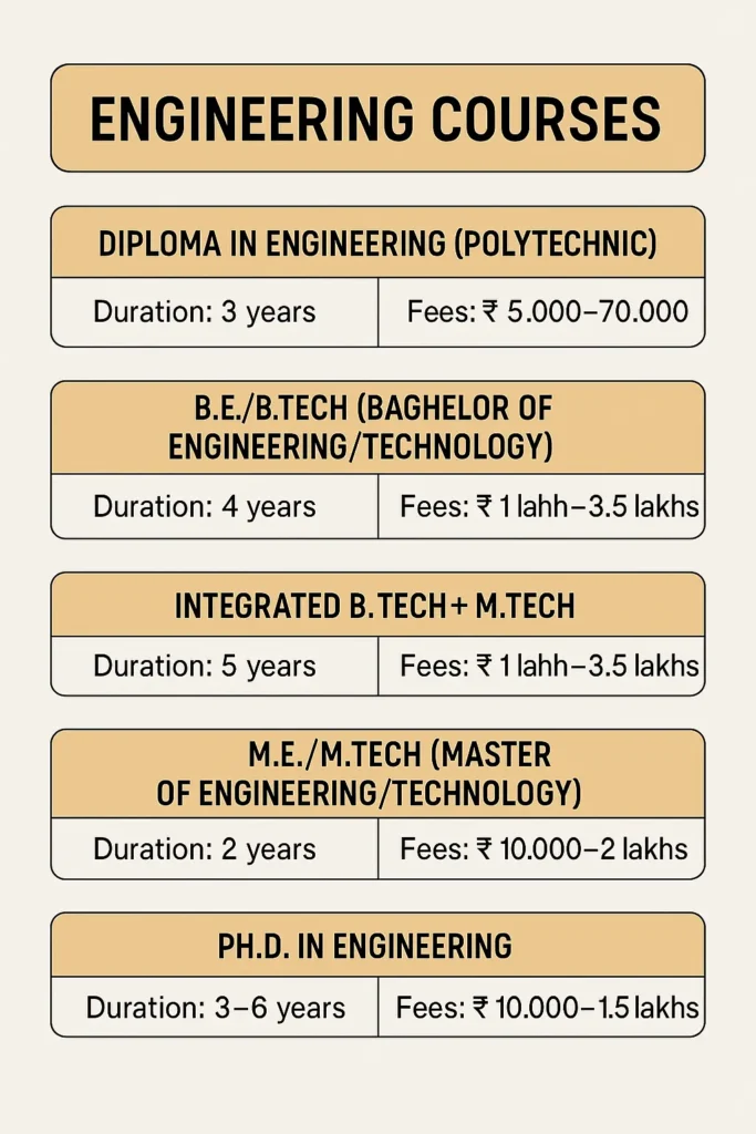 Engineering Courses at admissionsking